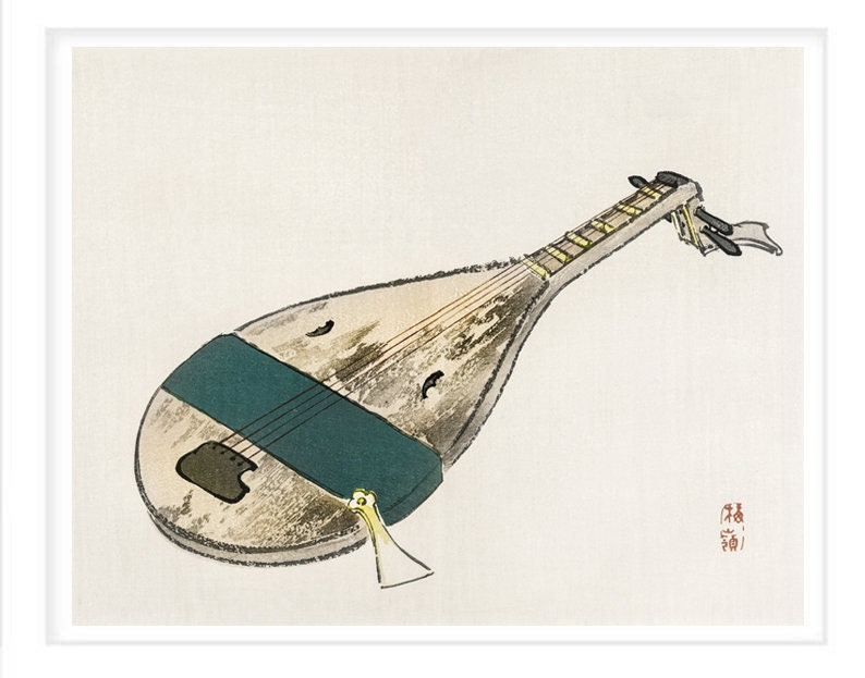 Japanese Lute / PRINTABLE Wall Art Digital Download Musical Etsy