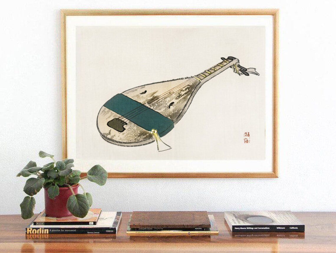 Japanese Lute / PRINTABLE Wall Art Digital Download Musical Etsy