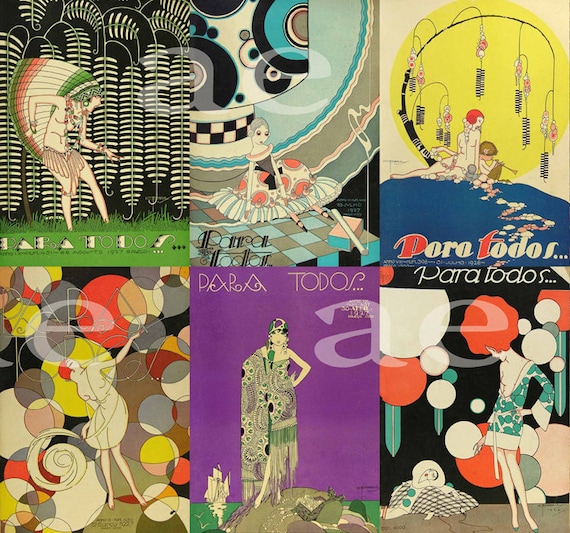 Art Deco Poster / Vintage Brazilian Magazine / Art Deco Graphic