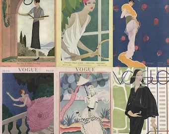 Poster di moda Art Déco, copertine dagli anni '10 agli anni '30 / Arte murale vintage di moda / Grafica Art Déco