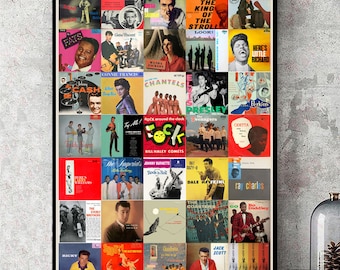 1950's Album Covers -  Best Music Albums of the 50s - Best 35 Albums of the Fifties / Music Print - Rock n Roll Music - Poster Art Print