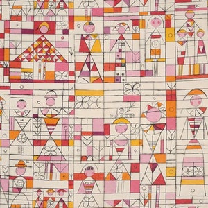 Pôster têxtil de bonecas de papel / Padrão de repetição / Design têxtil / Tecido / Pôster moderno de meados do século / Arte popular dos anos 1960