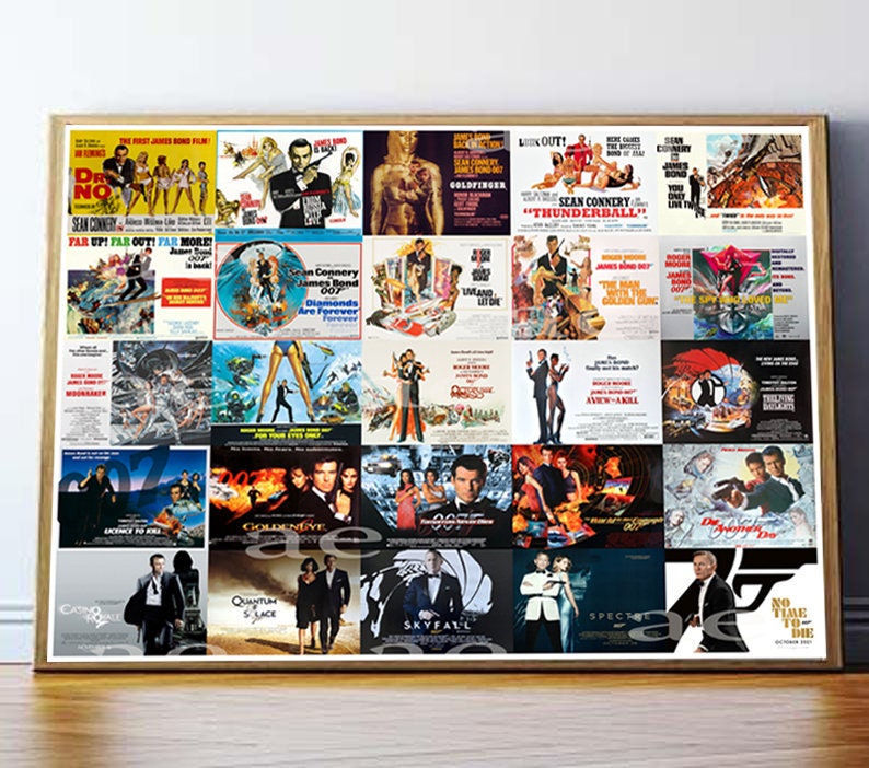 James Bond 007 Movie posters collection 1962-2021 / 50 years of James Bond Movies / Film Poster Movie Art Print image 3
