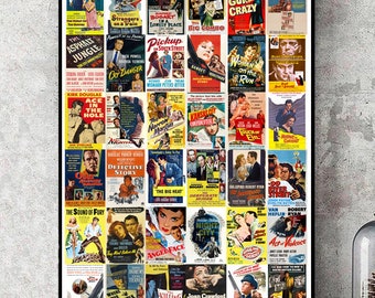 The Best Film Noir of the 1950s / Film Noir movie posters collection from 1950s / Art Print