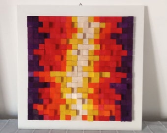 Wooden Mosaic / Abstract Wood Art Sculpture / Colorful Wood Wall Art Decor / Geometric Wood Art 3D