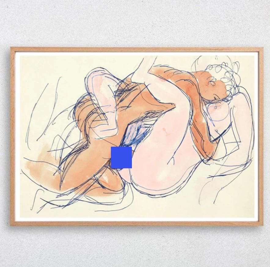 Liebespaar / Erotisches Paar / Liebesbild, 1920er Jahre Aquarell / Liebesbild / Reproduktionsdruck