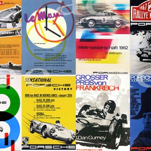 Porsche Poster / Vintage Porsche Collection, From 1950s-60s / Auto ...
