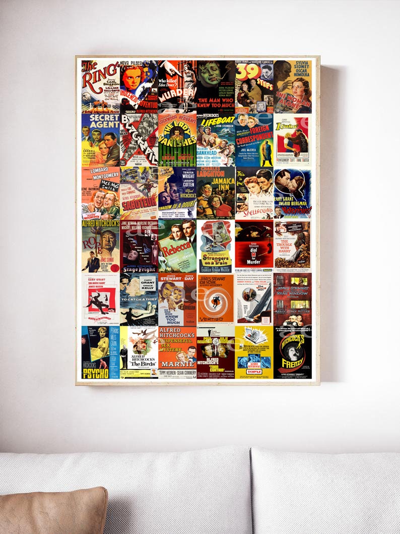 Alfred Hitchcock movie posters collection / Alfred Hitchcock filmography poster, 1920s-1970s / Poster Art Print image 3