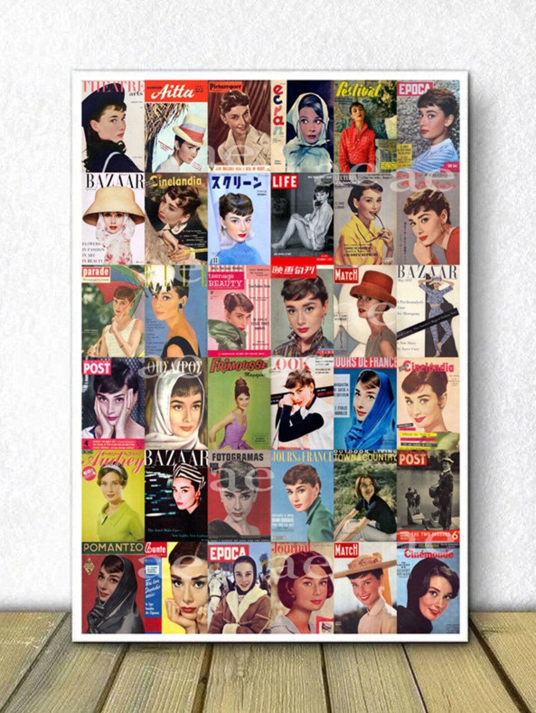 Audrey Hepburn Poster / Collection of Magazine Covers From Around