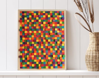 Wooden Mosaic 3D / Abstract Wood Art Sculpture / Colorful Wood Wall Art Decor / Pixelart / Geometric Wood Art