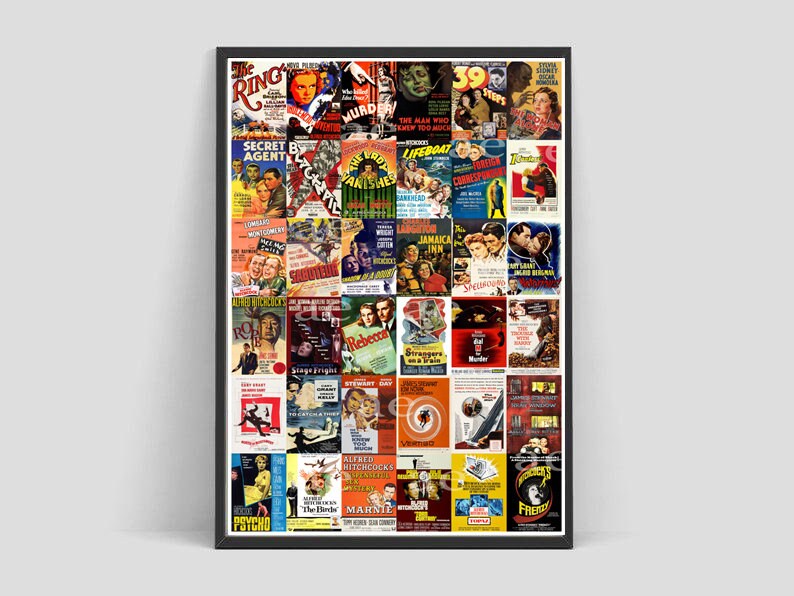 Alfred Hitchcock movie posters collection / Alfred Hitchcock filmography poster, 1920s-1970s / Poster Art Print image 4