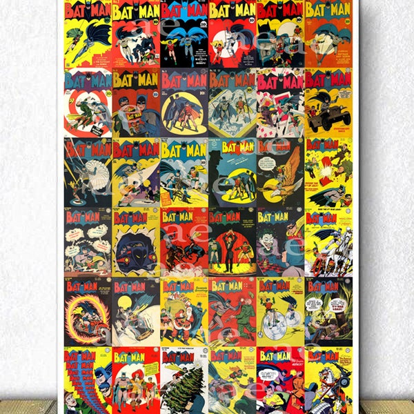 Batman Comics Collection / Covers from 1940s / DC Comics / First 36 Issues / Golden Age / Art Print - Wall Art