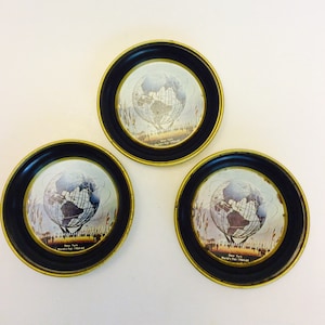 Vintage 1960s Tin Coasters from the 1964 1965 New York World&#39;s Fair Unisphere Vintage Ashtrays Decorative Trays Man Cave Decor Small Dish