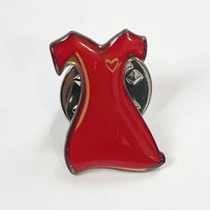 Red Dress Pin American Heart Health Lapel Pin Little Red Dress Pin Brooch Vintage Pinback Red Dress Enamel Awareness Pin