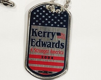 Vintage Kerry Edwards Dog Tag Necklace: 2005 Presidential Memorabilia