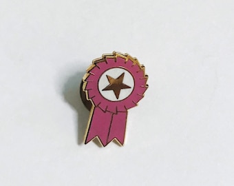 Pink Breast Cancer Awareness Ribbon enamel pin hat lapel bag NOS vintage brooch
