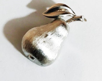 Vintage Trifari Scatter Pin 1960s Silver Pear Pin Fruit Jewelry 60s Brooch Lapel Pin