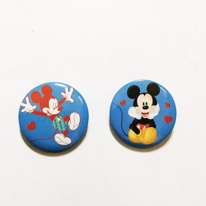 Disney Pinbacks Mickey Mouse Pin back Button Set of 2 Pins Disneyland Souvenirs Theme Park Memorabilia Walt Disney Small Buttons