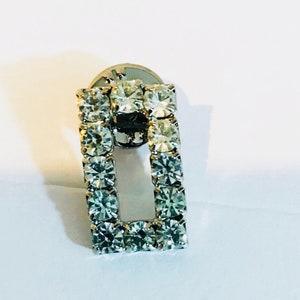 Vintage Square Rhinestone Brooch Minimalist Pin Classy Rectangle Clear Faux Diamond Art Deco Brooch