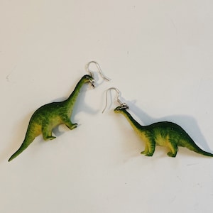 Dinosaur Earrings Retro Dinosaur Earrings Dino Toy Earrings With Silver plated Fish Hooks Pierced Ears Retro Novelty Earrings