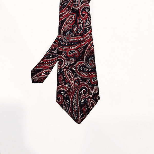 Vintage Thornhill Paisley Print Tie Red & Green Necktie Menswear Tie 90's 1990s Neckwear Silk Wide Men's Suit Accessories