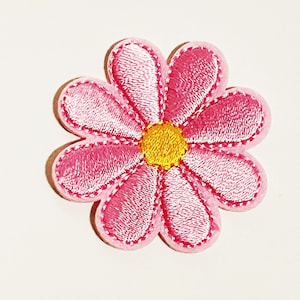 Parche bordado de margaritas rosas, apliques DIY, parche para mochila, parche de Jeans, parches de estilo Retro, apliques divertidos novedosos, parches de flores rosas Mod