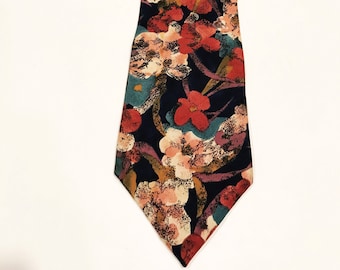 Vintage Floral Necktie Gant Brown Green Flower Novelty Necktie Soie Imported Fabric Tie 1990's Men's Suit Accessories Menswear Neckwear