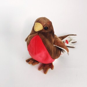 Vintage Retired Beanie Baby &quot;Early&quot; the Early Bird Catches the Worm Stuff Toy Plush Red Breast Bird 1998 TY Original Beanie Babies