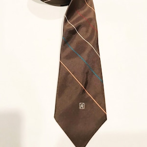 Van Heusen Brown Striped Necktie Shiny Multi-color Pink Blue Brown Tie Wedding Men&#39;s Suit Accessories Classic Neckwear Vintage Tie