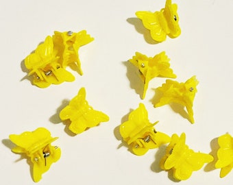 Bright Yellow Butterfly Hair Clips Hair Accessories Set of 10 Butterfly Small Hair Claws for Girls 1990&#39;s Hair Accessory Barrettes