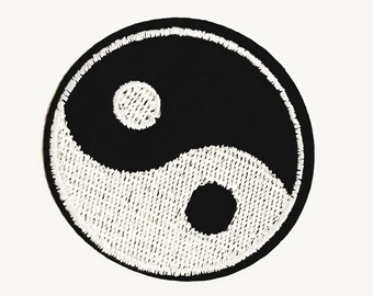 Holographic Yin Yang Patch: Retro Embroidered Applique (2 inch)