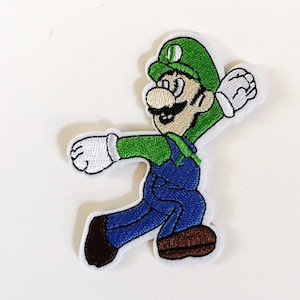 Luigi Iron On Patch Super Mario Inspired Iron On Patches DIY Applique Sew On Retro Character Patches