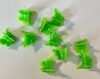 90s Style Butterfly Clips Bright Green Hair Clips Light Green Butterflies Hair Accessories Set of 10 Small Hair Claws Wedding Flower Girl