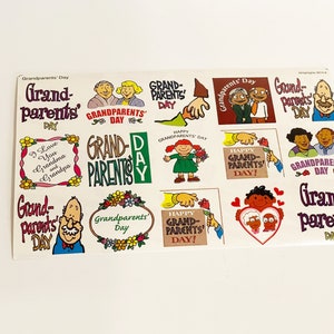 Pegatinas del Día de los Abuelos Vintage Highlight National Grandparent's Day Stickers 1990's Grandfather Day Celebration Stickers