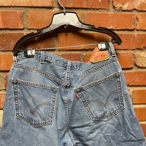 Vintage Levi Strauss & Co. Denim Jean Shorts 550 Relaxed Fit W38 Ladies Clothing Women Blue Jean Shorts Retro