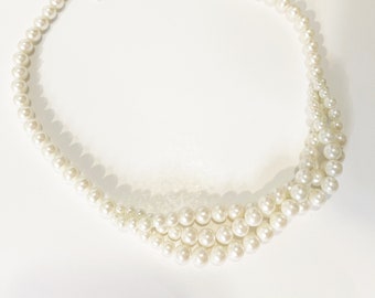 Collana girocollo vintage con perle finte intrecciate: gioielli da sposa glamour anni '80