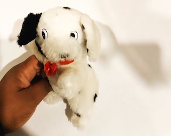 Dalmatian White and Black Plush Toy Vintage Small Dog Plush Spotted Puppy 101 Dalmatian