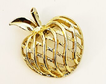 Broche Pomme En Or - Thème Enseignant - Pour Femme - Occasion