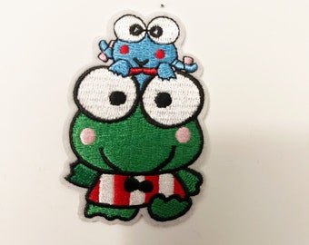 Frog Patch Frog Patches Froggy Character Patches Iron On or Sew On Patch DIY Jacket Shirt Backpack Applique Two Frogs