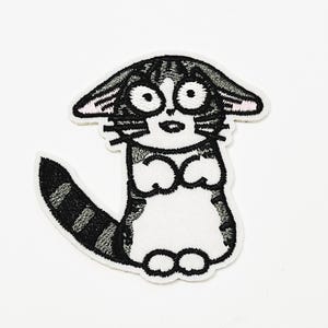 Stunned Cat Patch Character Patch Iron On Novelty Patch Badge Applique Animation Patch Jacket Patch Animal Embroidered Patch DIY