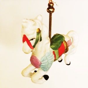 Carousel Horse Christmas Ornament Porcelain Horse Tree Ornaments Holiday Figurine Vintage 1990s