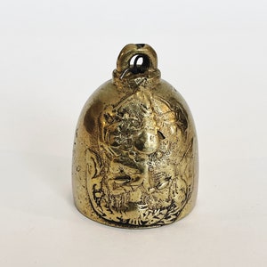 Brass Bell Rustic Dinner Bell Decorative Vintage Bell Small Mid Century Bell Primitive MCM Sculptural Bell Domed Embossed Christmas Bells