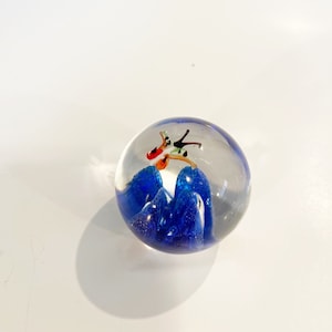 Vintage Glass Paper Weight Butterfly Paperweight Clear Crystal Ball Paperweight Sphere Ball Glass Butterfly Menagerie Faceted Paperweight