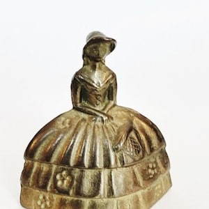 Brass Hand Bell Ante-Bellum Figure Bell Female Bell Crinoline Lady Hand Bell Brass Bell Rustic Dinner Bell Small Mid Century Primitive Bell