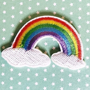 Rainbow Patch Small Rainbow on Cloud Embroidered Sew Iron on Patch Applique Novelty Patches Kitsch Kawaii