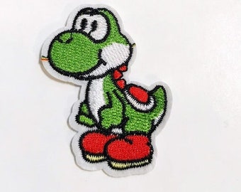 Yoshi Iron On Patch: Super Mario Bros Inspired Applique (2.25x1 inch)