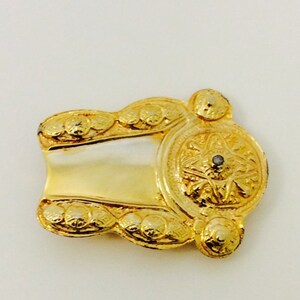 Vintage Art Nouveau Gold Tone Belt Buckle Signed Kay (3" x 2")