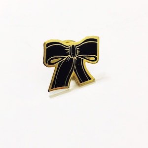 Vintage Blue Ribbon Enamel Metal Lapel Pin Awareness Pin Gold-tone Blue Bow Brooch