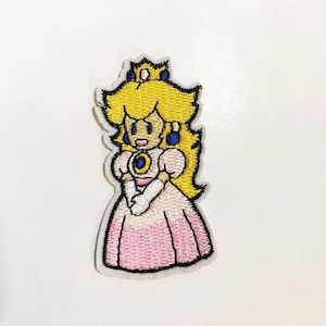 Princess Patch Nintendo Peach Patch Embroidered Iron on Badge Applique Costume Super Mario Brothers Inspired Sew On Video Game Patch