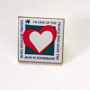 Vintage Make a Difference Pin Small Red & White Heart Lapel Pin I&#39;m One of the People Who Make the Difference Positive Promotion Tacks